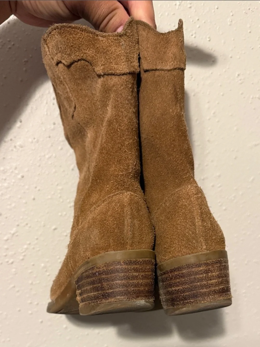 Rylee + Cru Kids Suede Cowboy Boots- Saddle